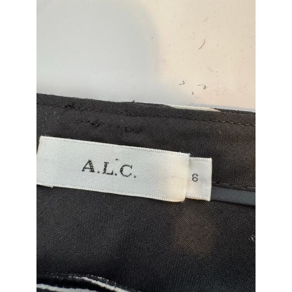 ALC A.L.C black and white silk striped trousers pants 6 - Picture 6 of 9